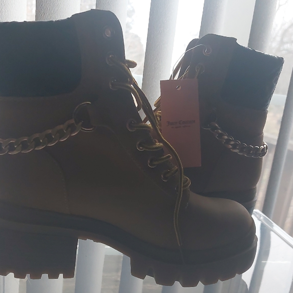 Juicy Couture Black Ankle Boots with Chain Detail